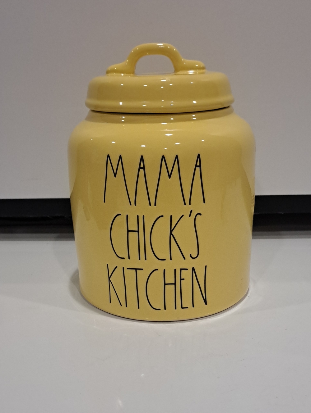 Rae Dunn "Mama Chick's Kitchen" Cookie/Canister Bright Yellow. EUC
